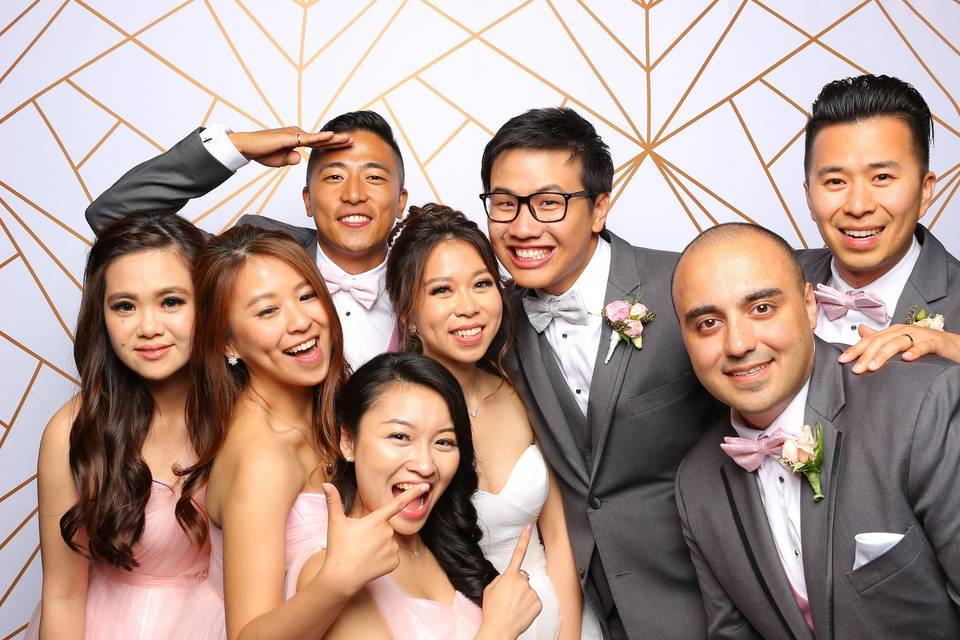 Team wedding party photo booth