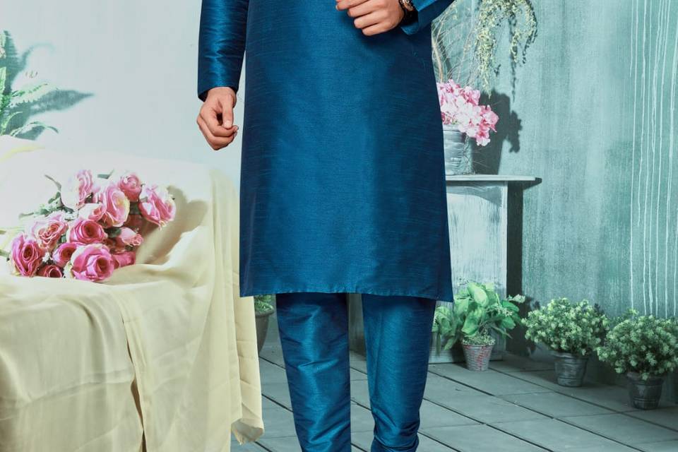 Teel blue kurta pyjama