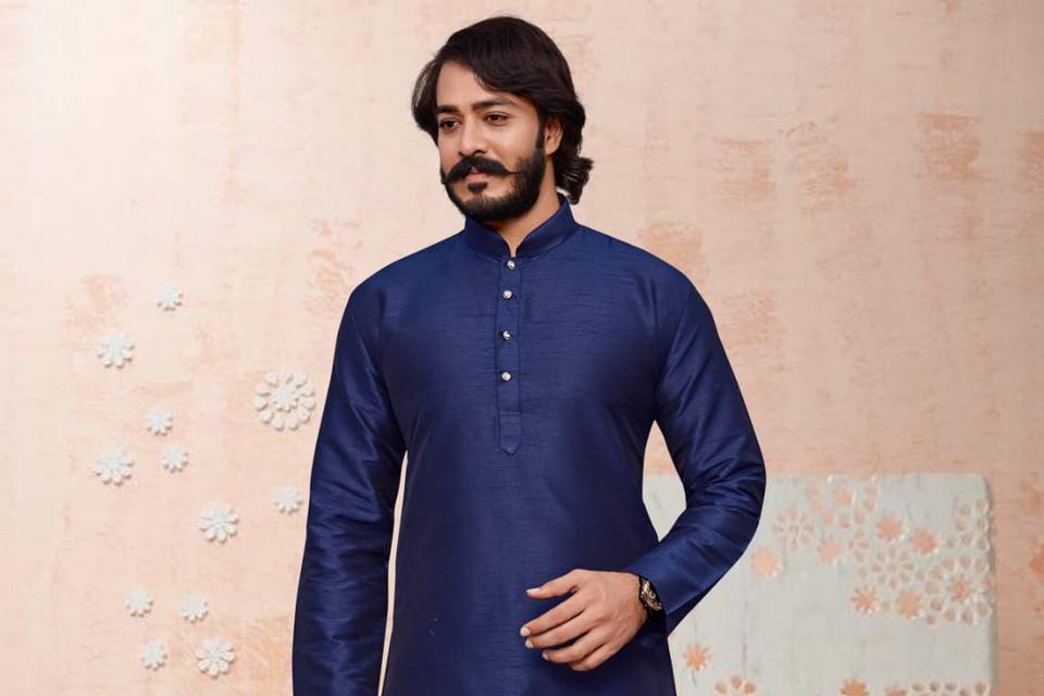 Royal blue kurta pajma