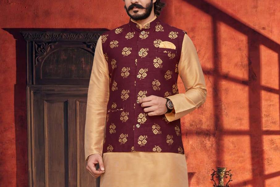 Designer gold kurta pyjama set