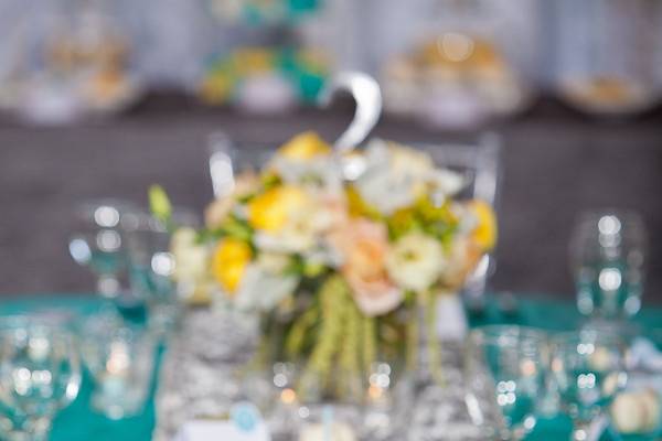 Blue+turquoise+teal+yellow+buttercream+grey+gray+silver+white+ivory+candy+table+dessert+wedding+them