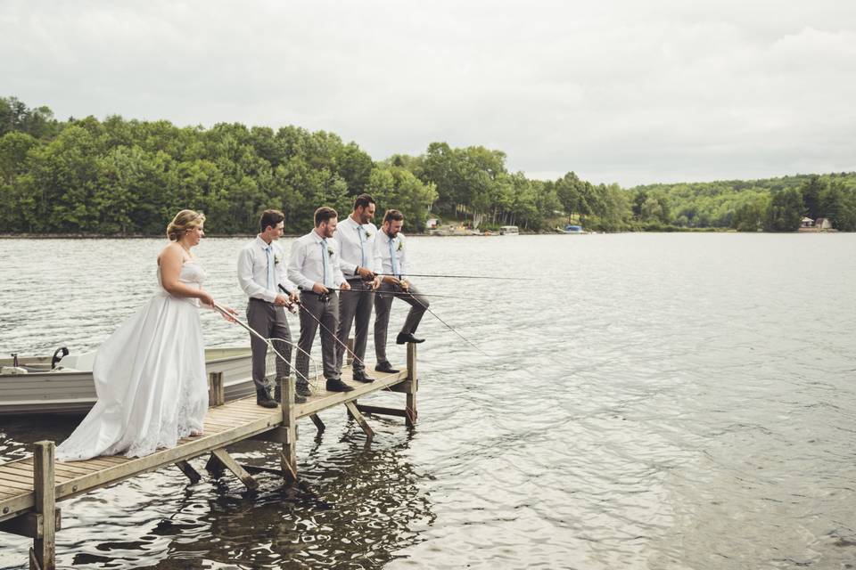 Bride and the groomsmen