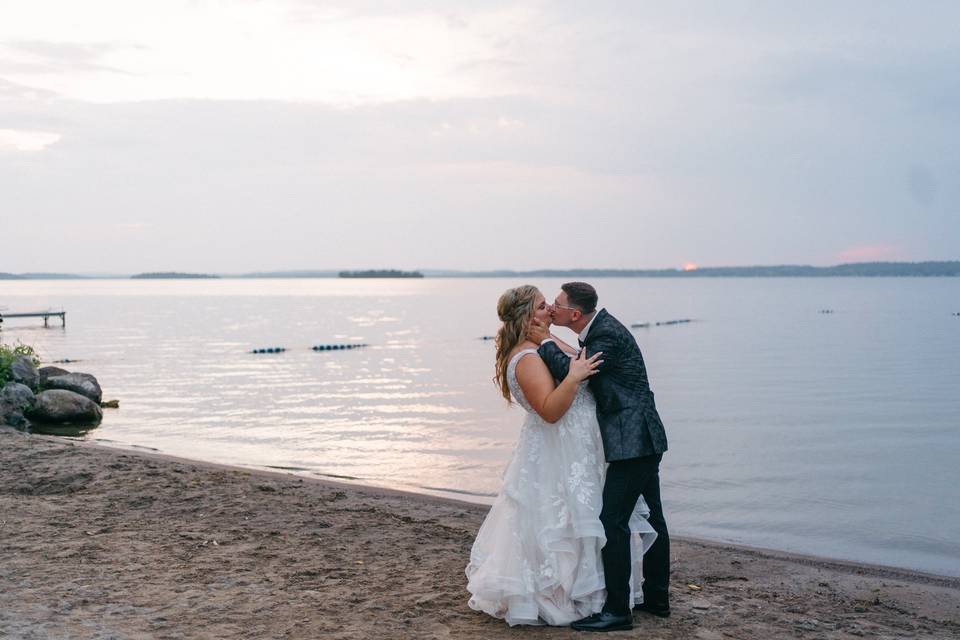 Couple at sunset by the water