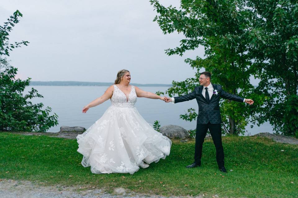 Couple dance by the water