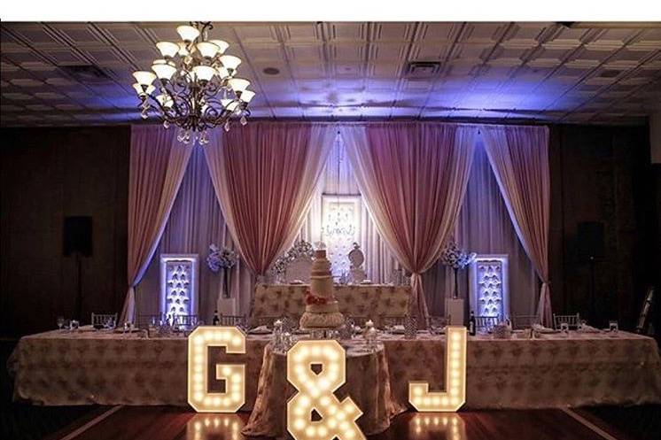 3d backdrop with marquee light