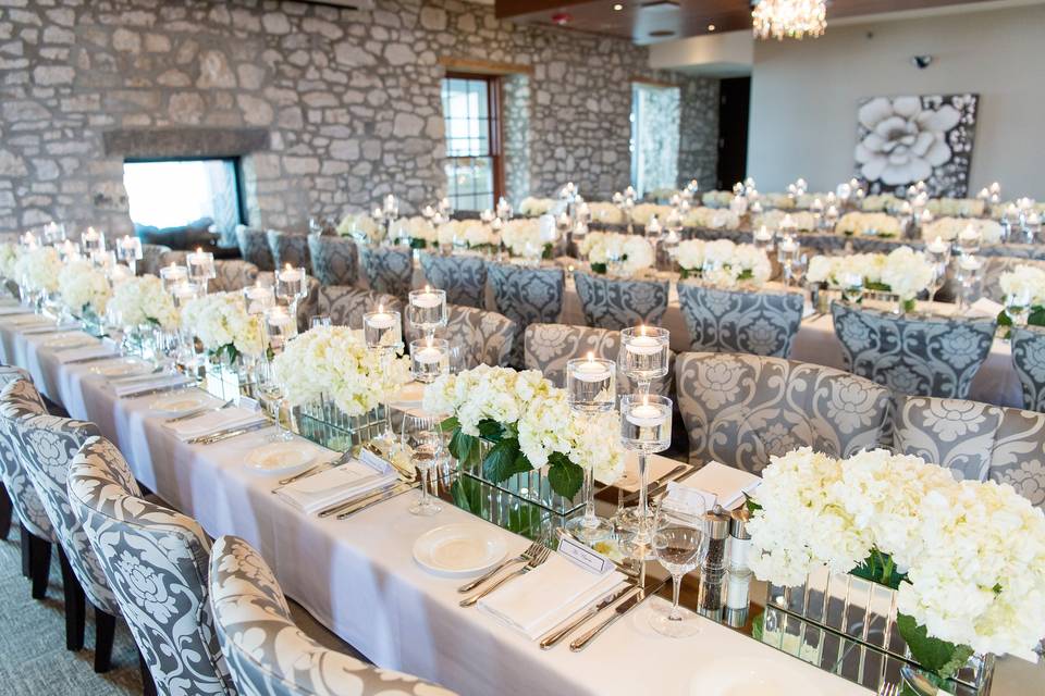 Candles and fresh hydrangeas