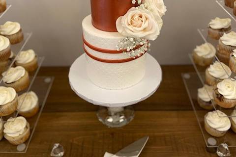 Striped Flower wedding Cake