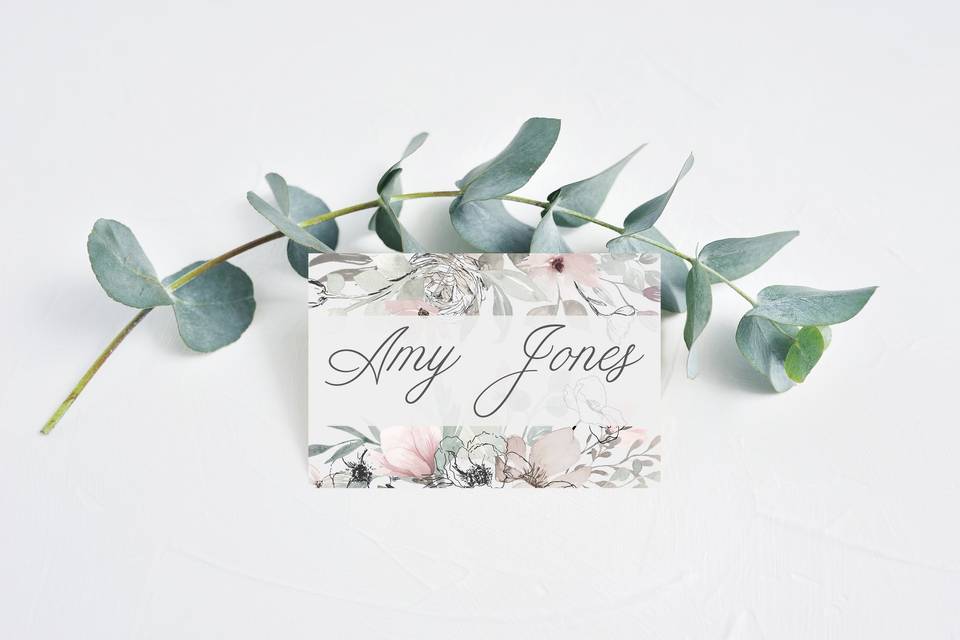 Sage and pink place card