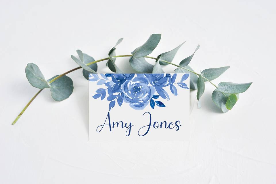 Blue Watercolor Floral Card