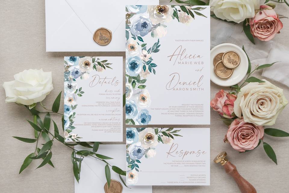 Dusty Blue Wedding Invitation