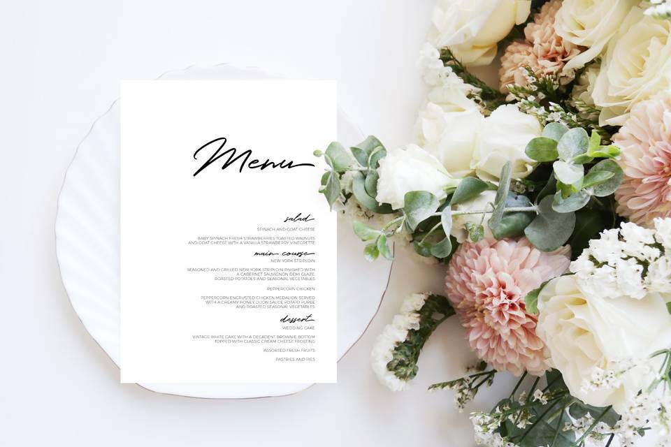 Elegant Simplicity Menu