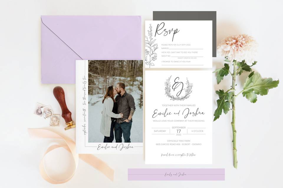 Lilac Wedding Invitation Suite