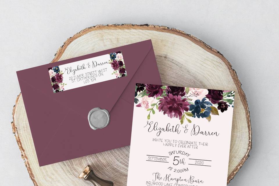 Purple themed stationery