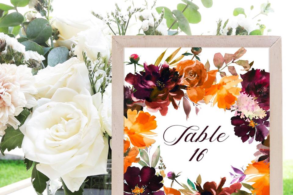 Autumn blossoms table number