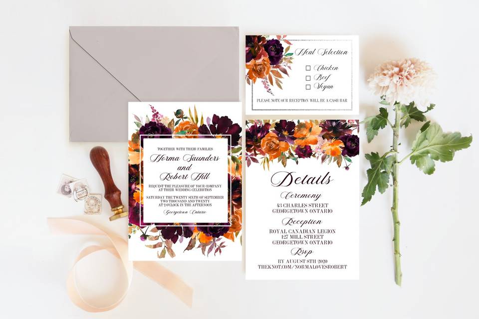 Autumn blossoms invitation