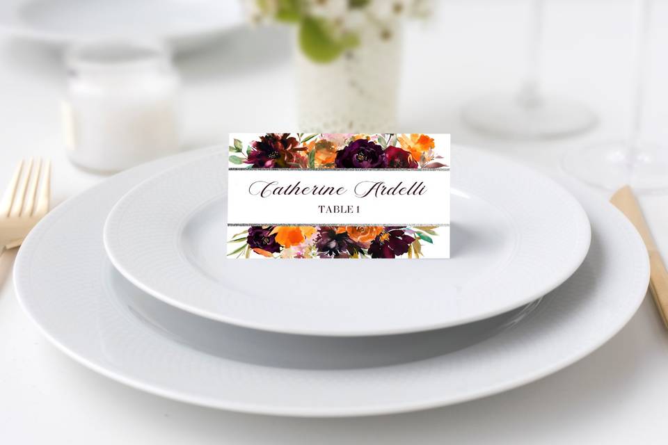 Autumn blossoms place card