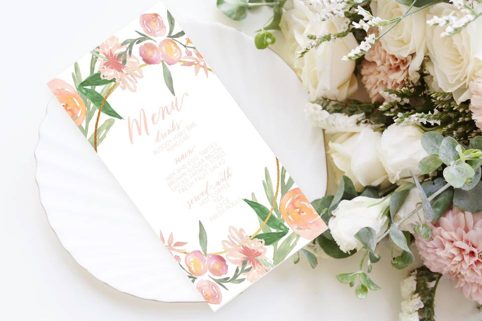 Peachy Floral Menu