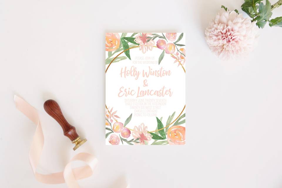 Peachy Floral Invitation