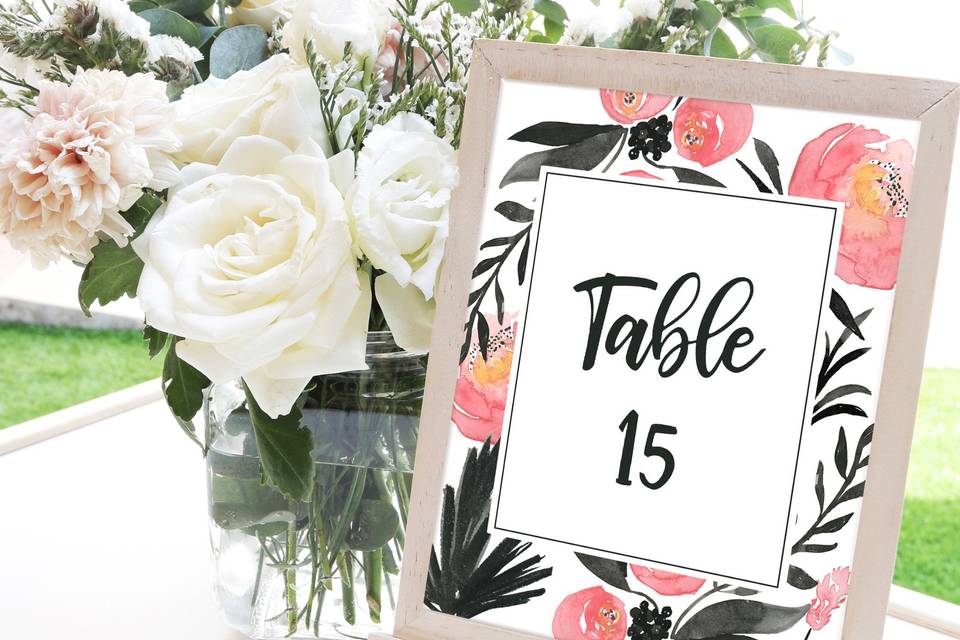 Pretty in Pink Table Number