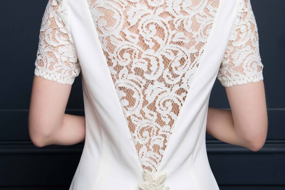 Lace back wedding dress