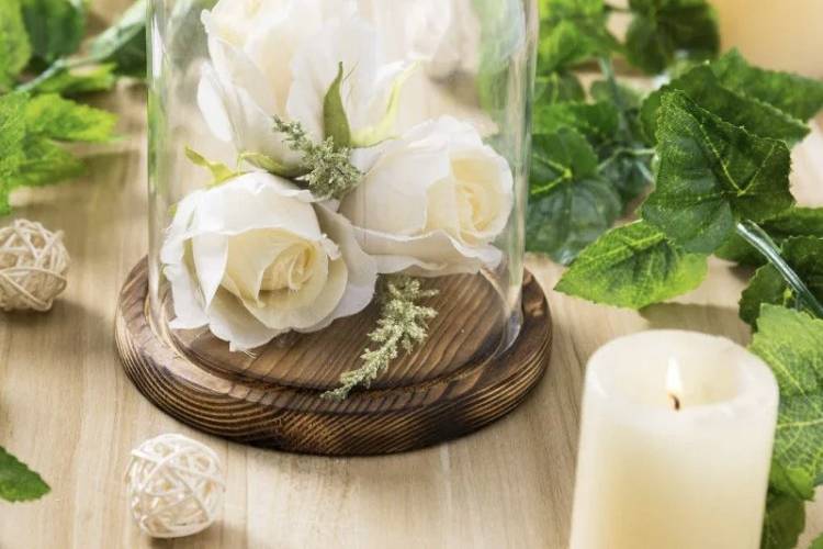 Glass cloche vase centerpiece