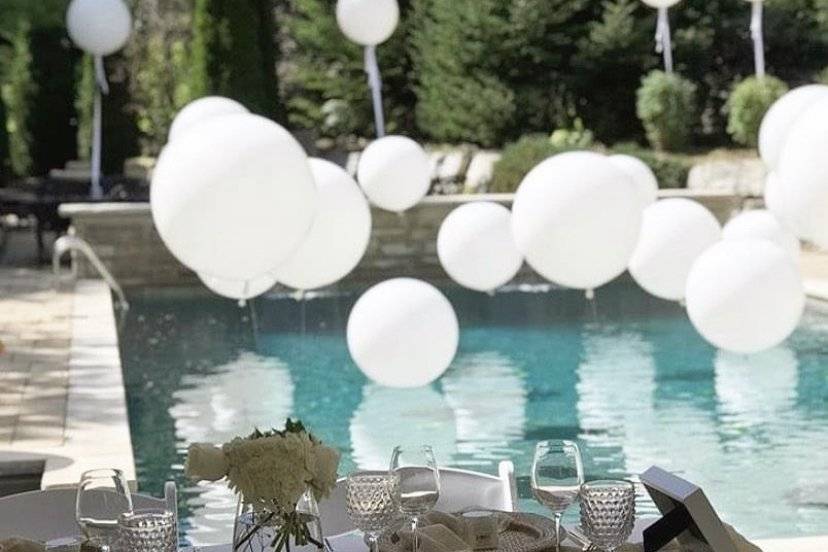 Outdoor wedding shower setup