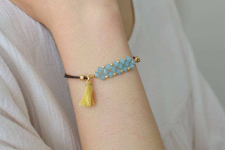 Crystal beaded tassel bracelet