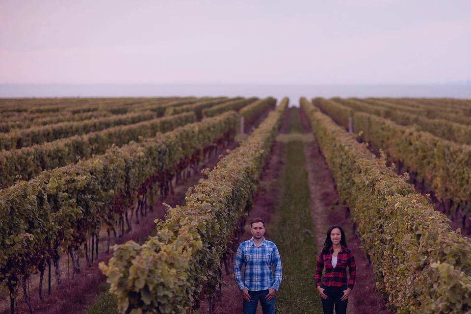 Couple outside in the landscape