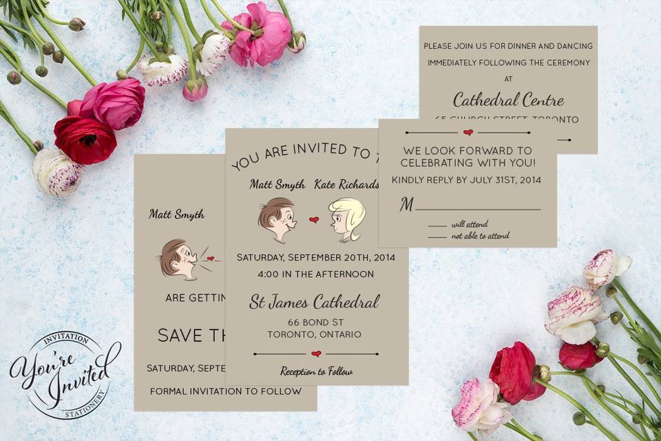 Quirky wedding invitations