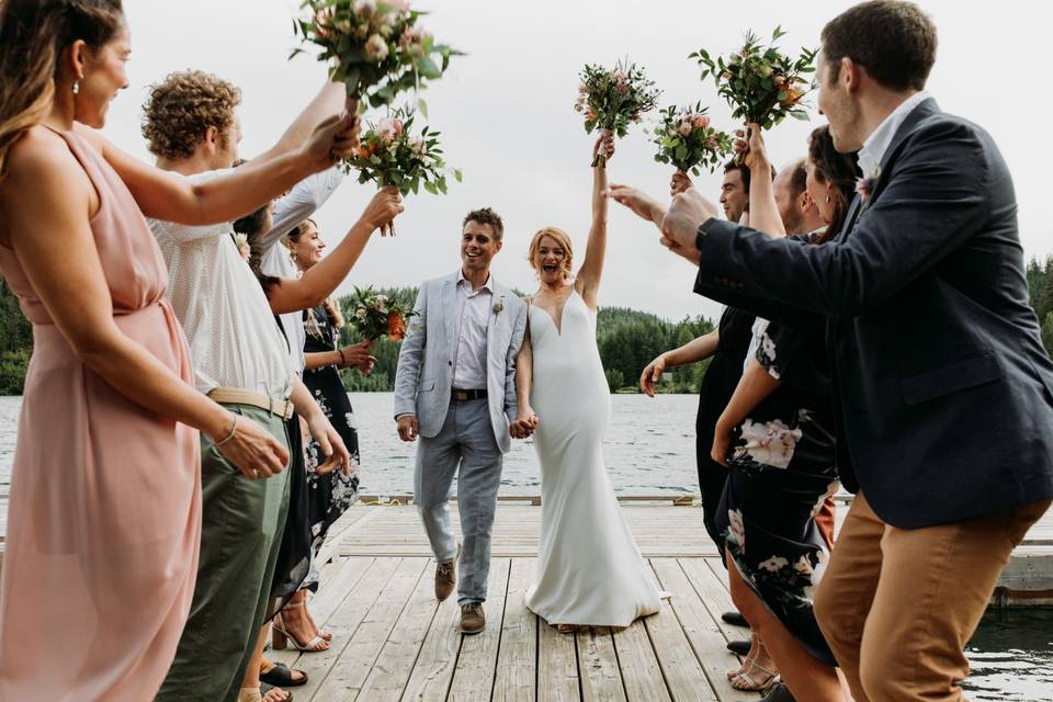 Wedding party on Tyax's dock