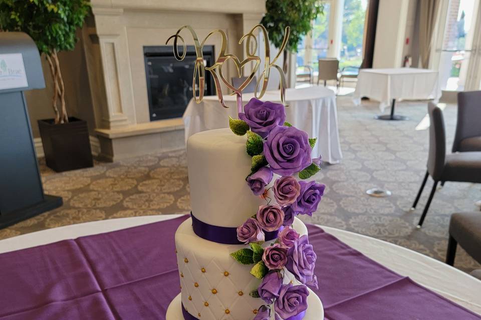 White and pink buttercream cake