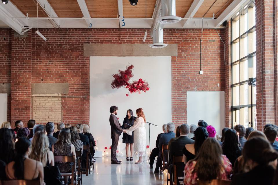 Loft wedding, modern, ceremony