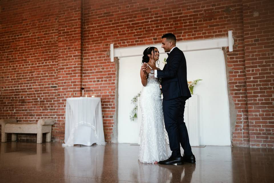 First dance, exposed brick