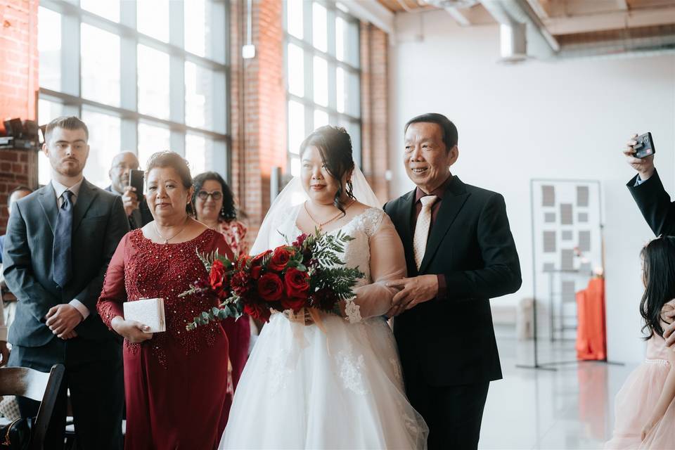 Bride, ceremony, loft