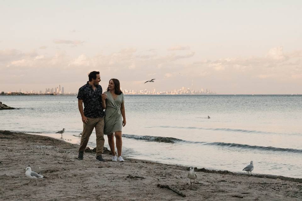 Lake Ontario sunset engagement