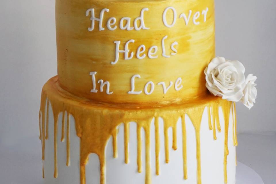 Head over heels shower cake