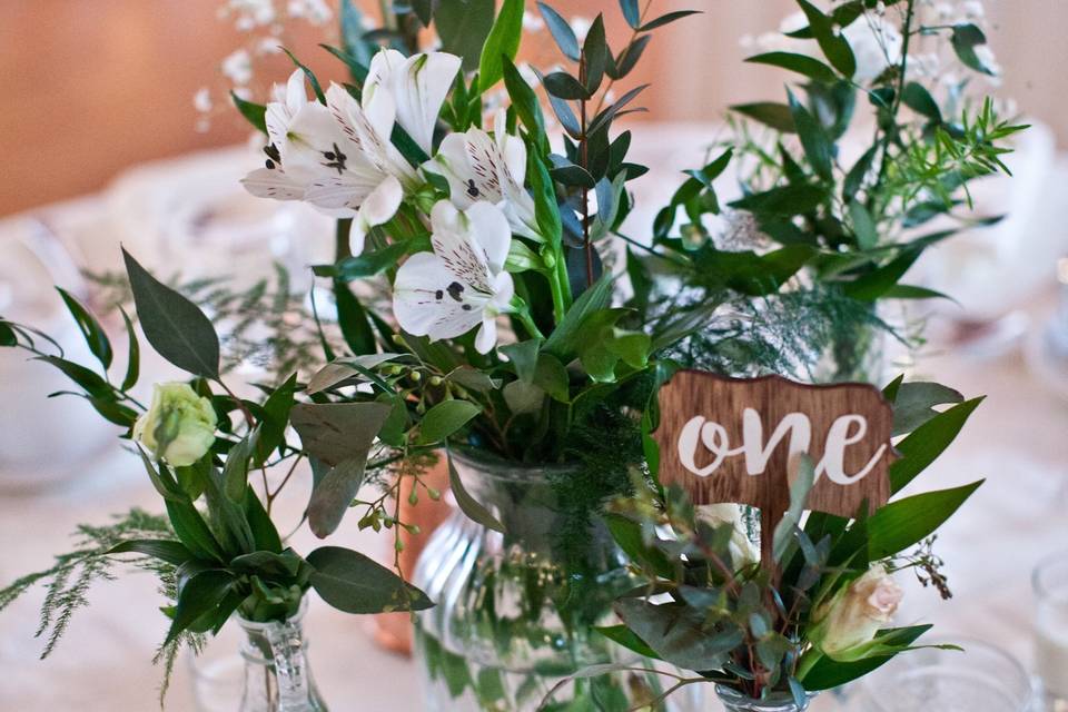 Vintage bottles & table #s