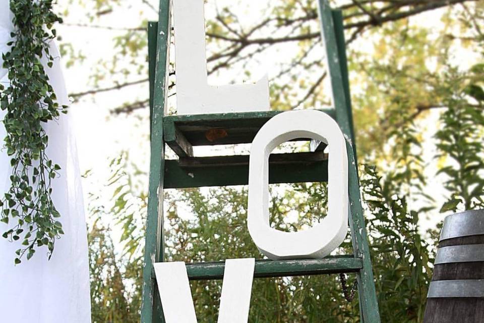 Green ladder and LOVE letters