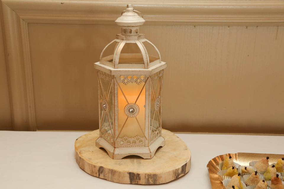 Cream hexagon jewelled lantern