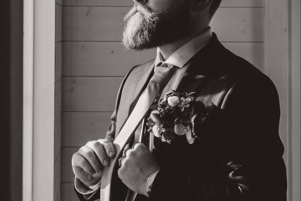 Groom getting ready