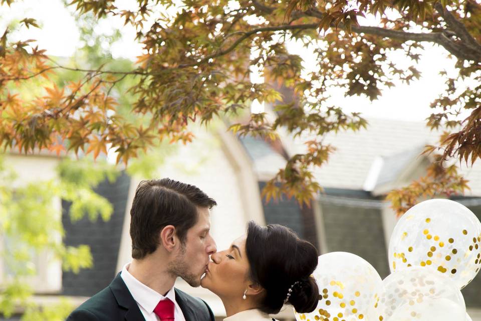 Pre ceremony kiss