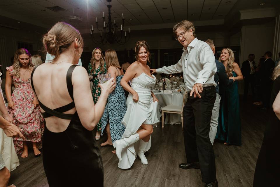 Bride showing her cowboy boots
