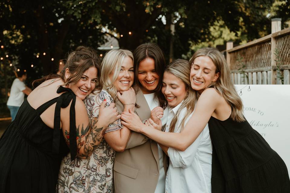 Friend group hug