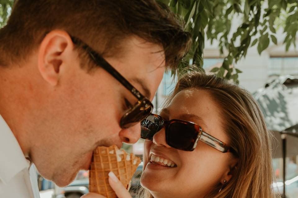 Ice cream engagement shot