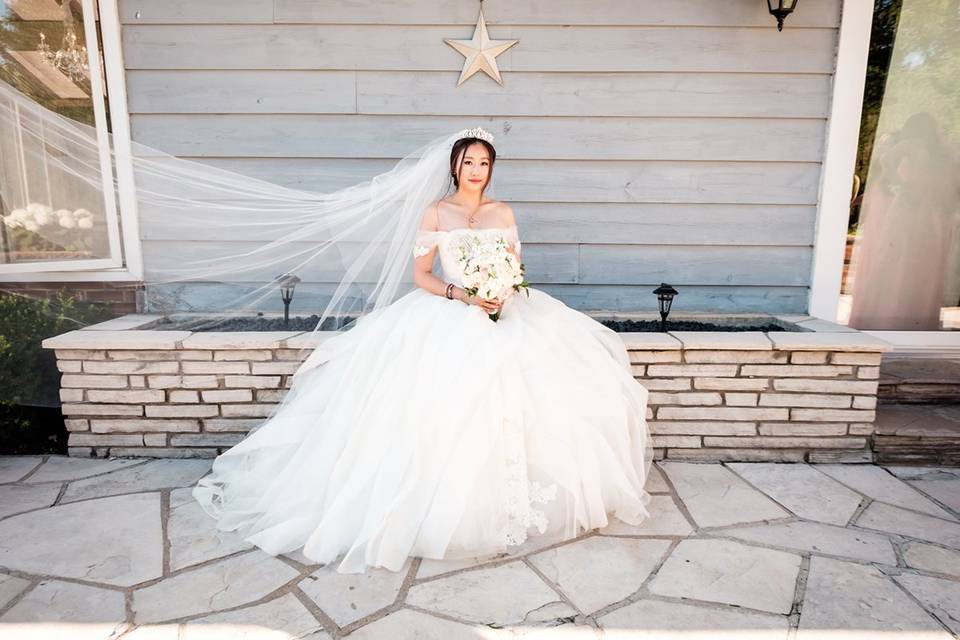 Bride and bridesmaid