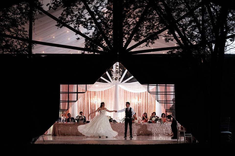 Wedding tent dancing