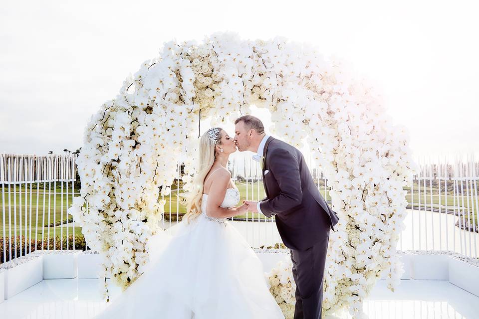 Bride groom river forest