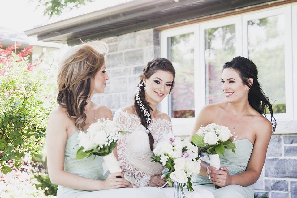 Bride groom sky sunflower