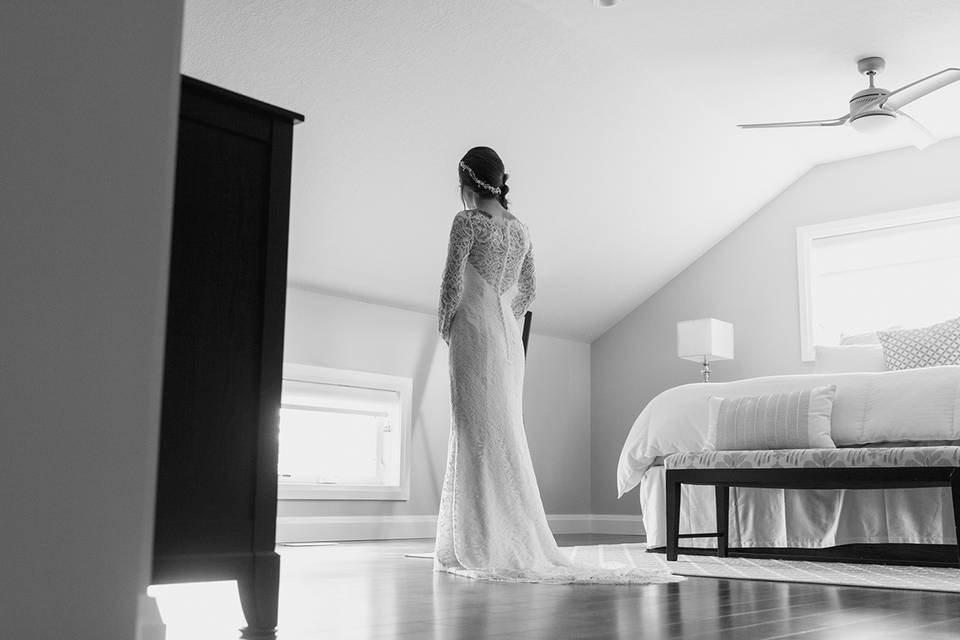 Black and white bride gown