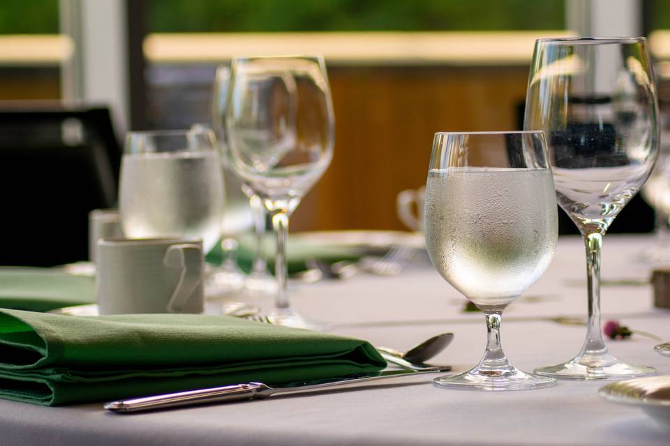 Glasses on table